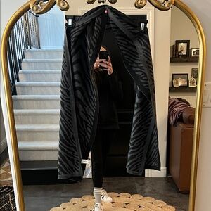 Calvin Klein Black and Charcoal Zebra Print Wool Blend Wrap Scarf